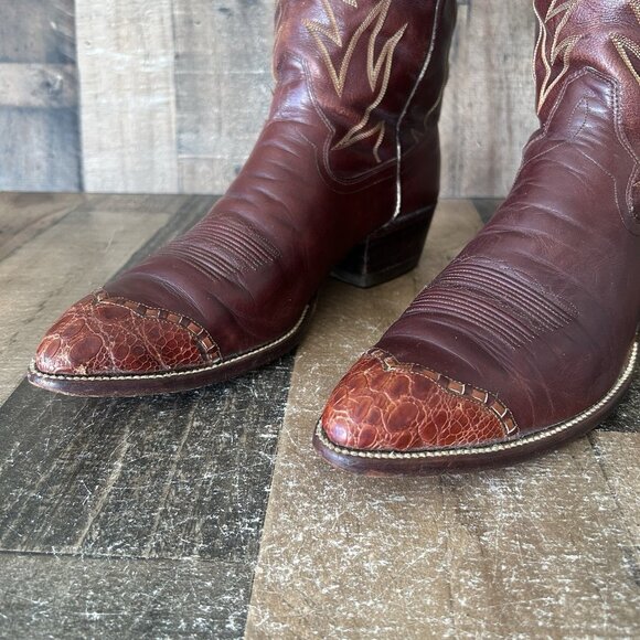Dan Post 6614 Vintage Alligator Wingtip Western Cowboy Boots Mens 11.5 D - Picture 11 of 12